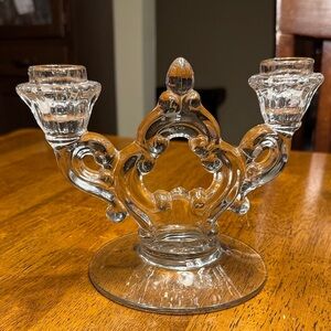 Elegant Vtg. Cambridge Glass double Candle stick Holder.